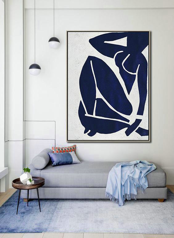 Extra Large Abstract Painting On Canvas,Buy Hand Painted Navy Blue Abstract Painting Nude Art Online,Pop Art Canvas